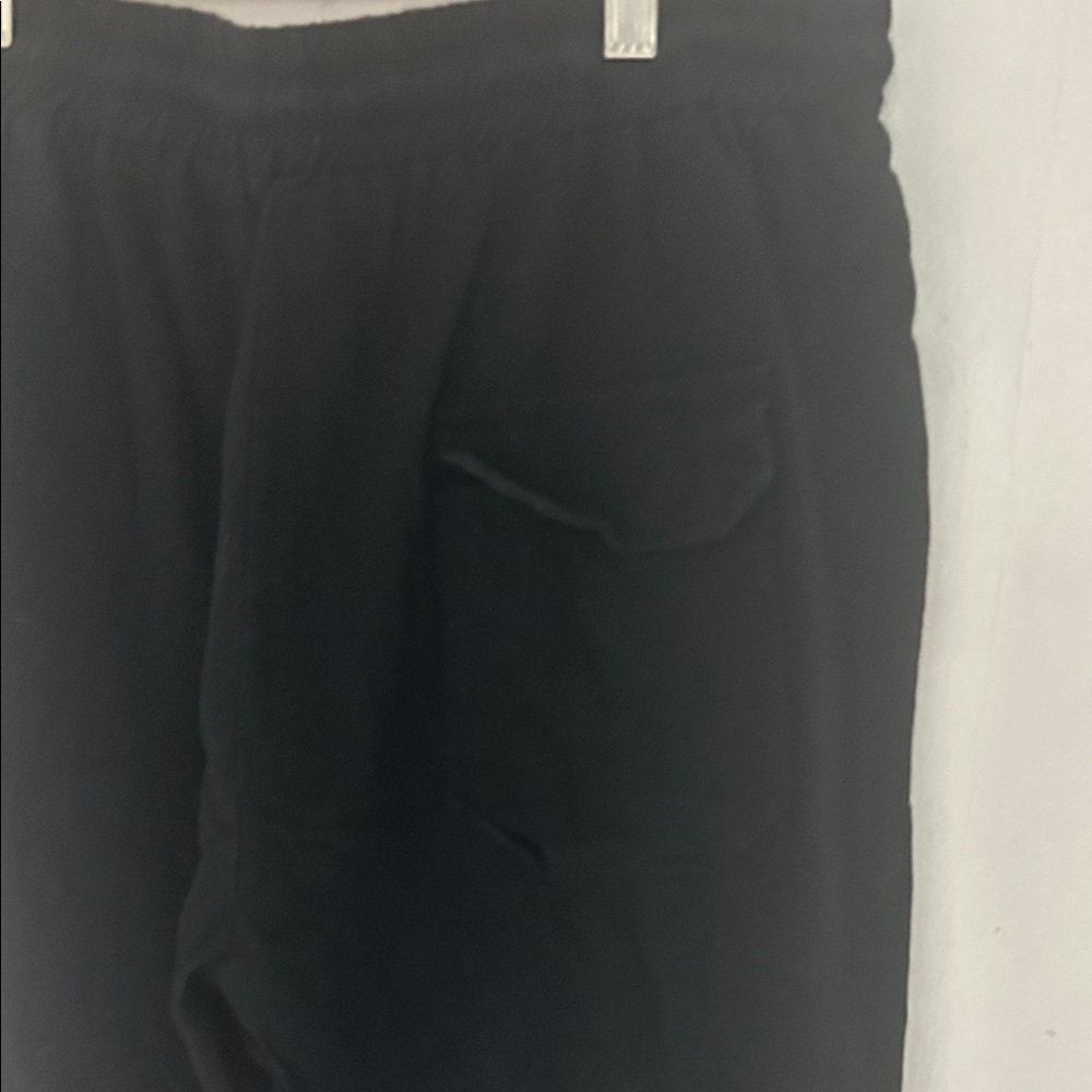 Women's Black Elastic Waist Drawstring Straight Leg Pants. - Picture 3 of 3
